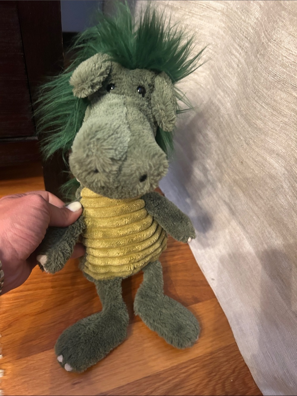 Jellycat Dudley Dragon DUD2DR Retired Green Corduroy Plush 14”